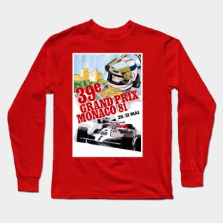 Monaco Vintage 1981 Grand Prix Auto Road Racing Advertising Print Long Sleeve T-Shirt